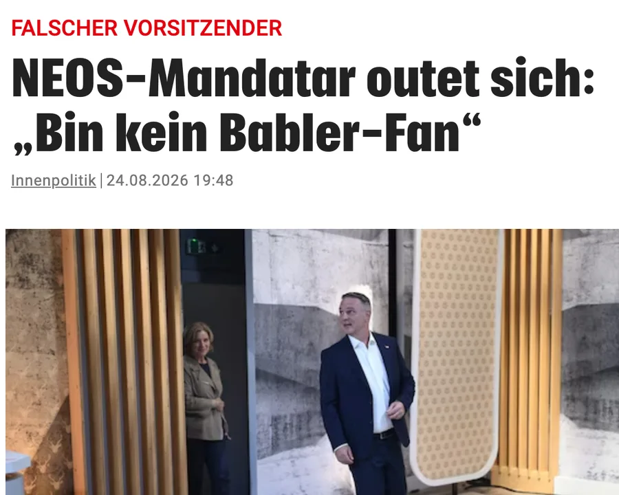Der krone.at-Artikel „NEOS-Mandatar outet sich: Bin kein Babler-Fan“ im Ressort Innenpolitik